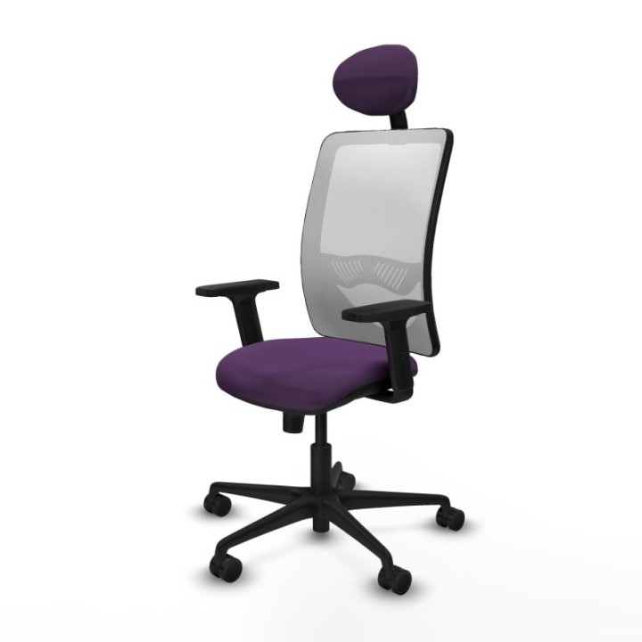 Zulema sincro malla blanca bali morado brazos 2D base nailon cabecero fijo ruedas 65mm nailon