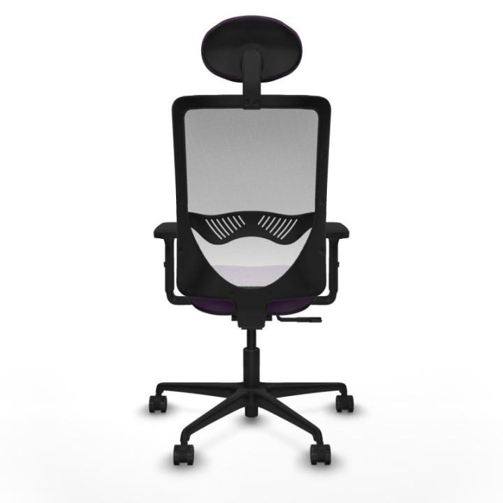 Zulema sincro malla blanca bali morado brazos 2D base nailon cabecero fijo ruedas 65mm nailon