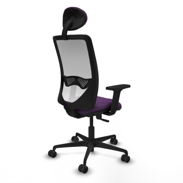 Zulema sincro malla blanca bali morado brazos 2D base nailon cabecero fijo ruedas 65mm nailon