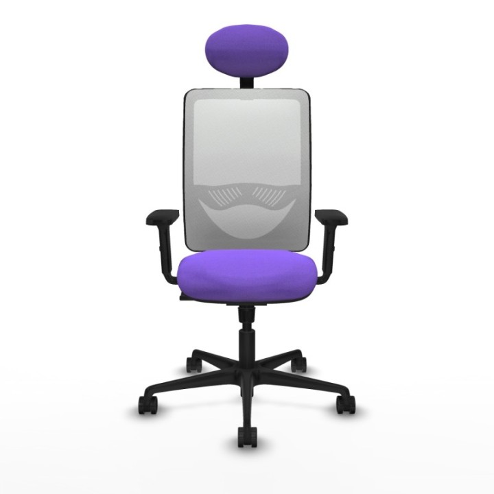 Zulema sincro malla blanca bali lila brazos 2D base nailon cabecero fijo ruedas 65mm nailon