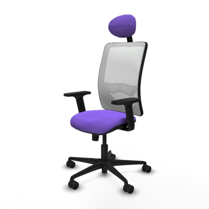 Zulema sincro malla blanca bali lila brazos 2D base nailon cabecero fijo ruedas 65mm nailon