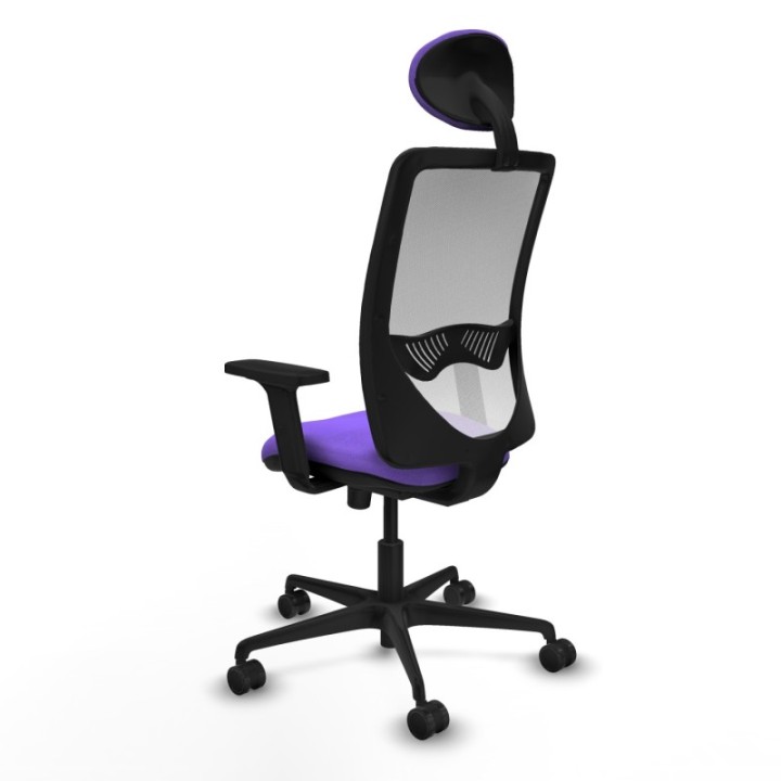 Zulema sincro malla blanca bali lila brazos 2D base nailon cabecero fijo ruedas 65mm nailon