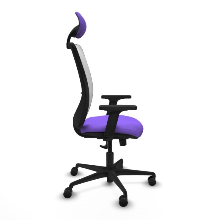 Zulema sincro malla blanca bali lila brazos 2D base nailon cabecero fijo ruedas 65mm nailon