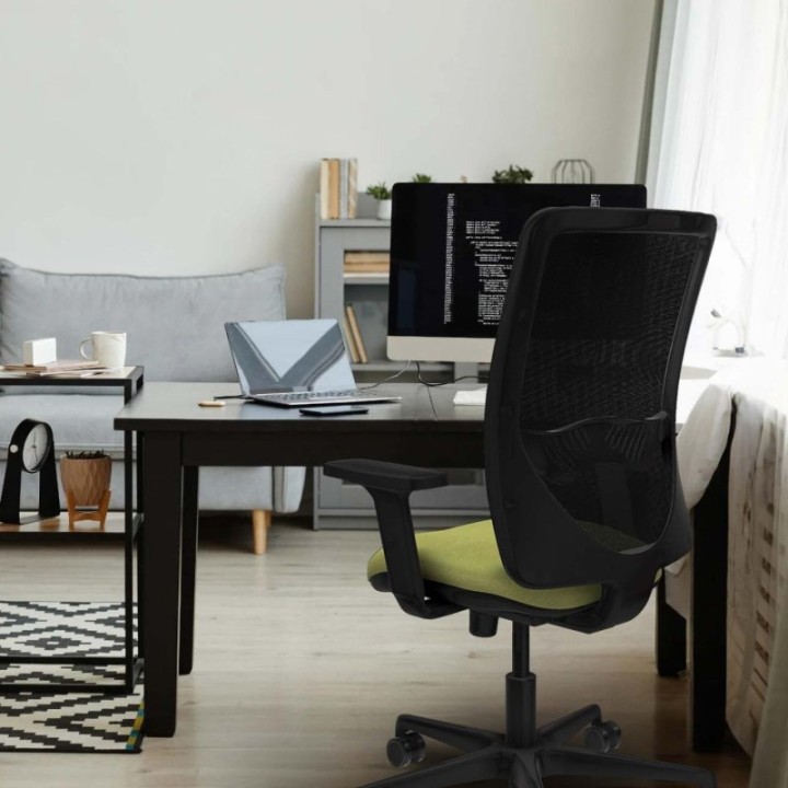 Zulema sincro malla blanca bali negro brazos 2D base nailon  ruedas 65mm nailon