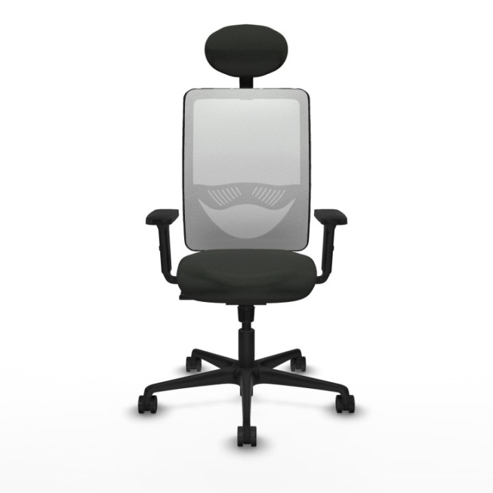 Zulema sincro malla blanca bali negro brazos 2D base nailon cabecero fijo ruedas 65mm nailon