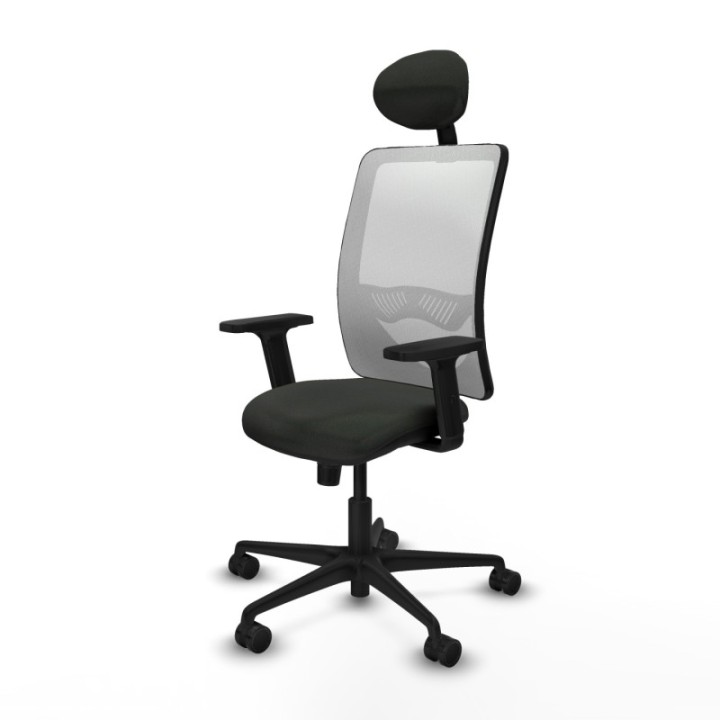 Zulema sincro malla blanca bali negro brazos 2D base nailon cabecero fijo ruedas 65mm nailon