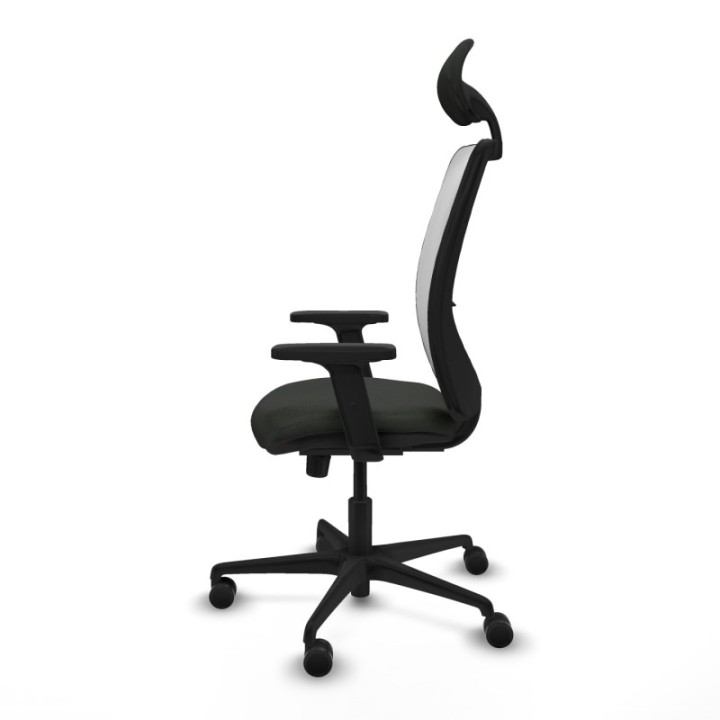 Zulema sincro malla blanca bali negro brazos 2D base nailon cabecero fijo ruedas 65mm nailon