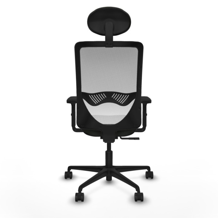 Zulema sincro malla blanca bali negro brazos 2D base nailon cabecero fijo ruedas 65mm nailon