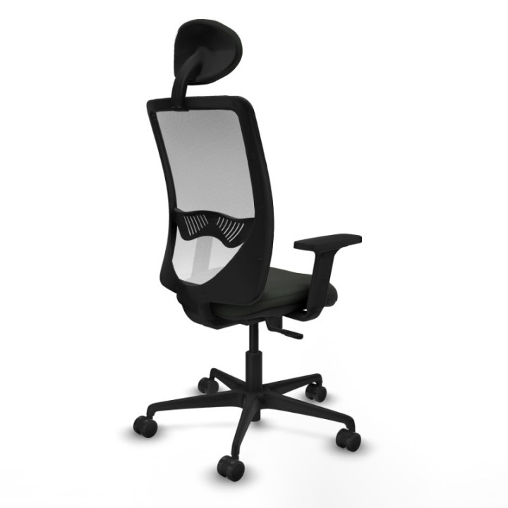 Zulema sincro malla blanca bali negro brazos 2D base nailon cabecero fijo ruedas 65mm nailon