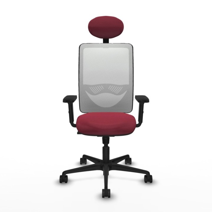 Zulema sincro malla blanca bali granate brazos 2D base nailon cabecero fijo ruedas 65mm nailon