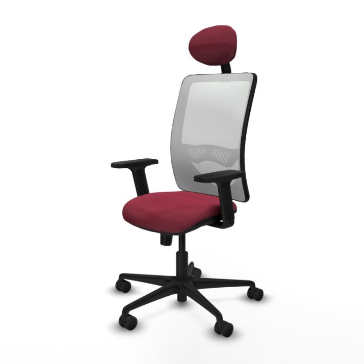 Zulema sincro malla blanca bali granate brazos 2D base nailon cabecero fijo ruedas 65mm nailon