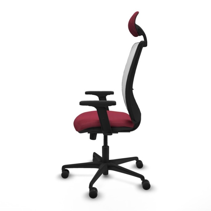 Zulema sincro malla blanca bali granate brazos 2D base nailon cabecero fijo ruedas 65mm nailon