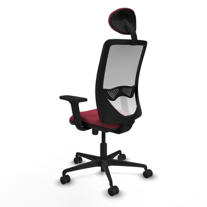 Zulema sincro malla blanca bali granate brazos 2D base nailon cabecero fijo ruedas 65mm nailon