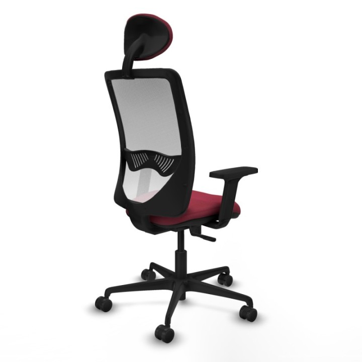 Zulema sincro malla blanca bali granate brazos 2D base nailon cabecero fijo ruedas 65mm nailon