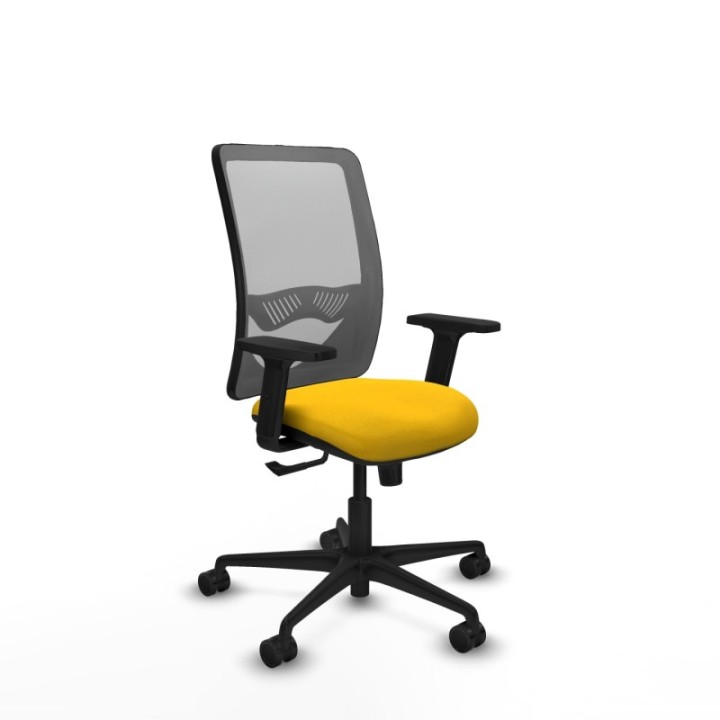 Zulema sincro malla gris bali amarillo brazos 2D base nailon  ruedas 65mm nailon