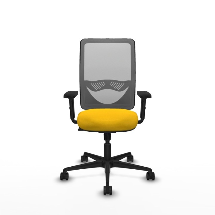 Zulema sincro malla gris bali amarillo brazos 2D base nailon  ruedas 65mm nailon