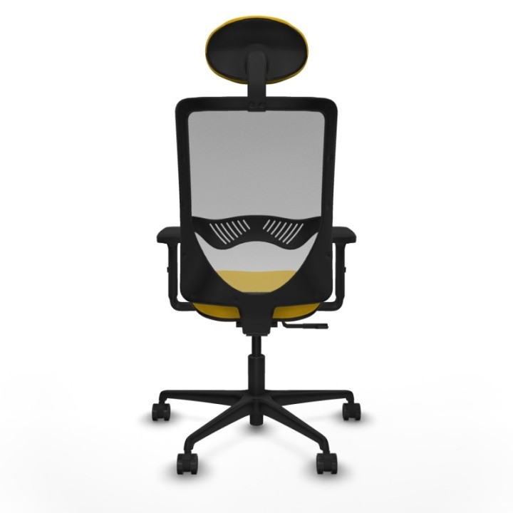 Zulema sincro malla gris bali amarillo brazos 2D base nailon cabecero fijo ruedas 65mm nailon