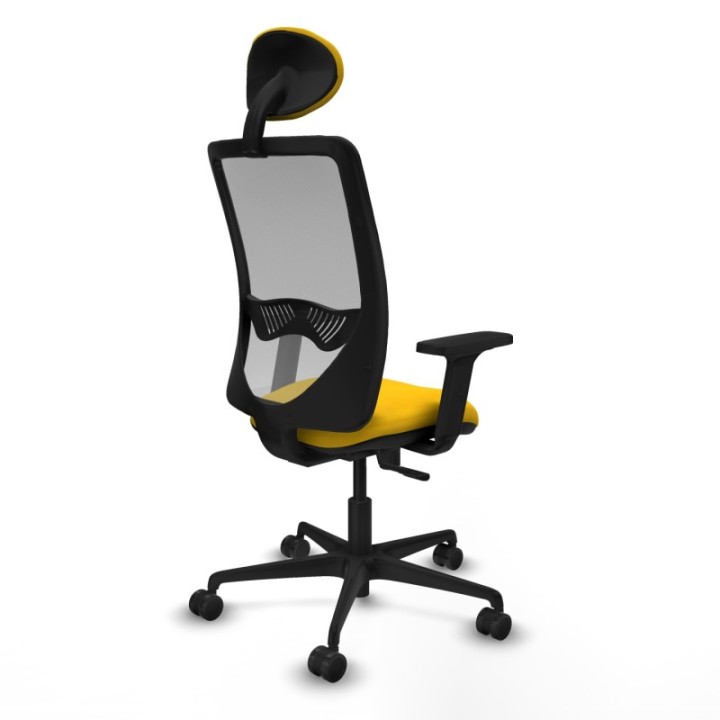 Zulema sincro malla gris bali amarillo brazos 2D base nailon cabecero fijo ruedas 65mm nailon