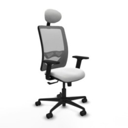 Zulema sincro malla gris bali blanco brazos 2D base nailon cabecero fijo ruedas 65mm nailon