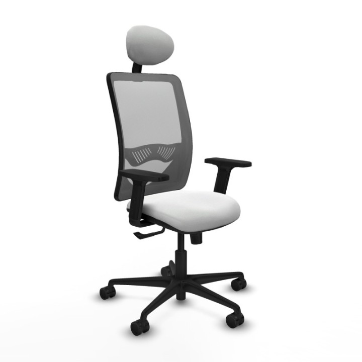 Zulema sincro malla gris bali blanco brazos 2D base nailon cabecero fijo ruedas 65mm nailon