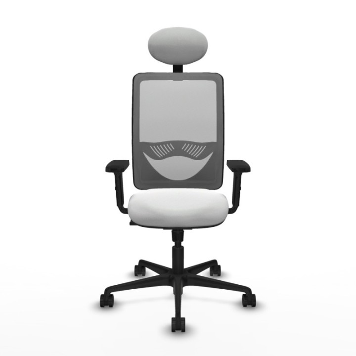 Zulema sincro malla gris bali blanco brazos 2D base nailon cabecero fijo ruedas 65mm nailon