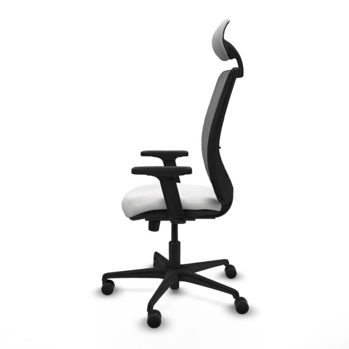 Zulema sincro malla gris bali blanco brazos 2D base nailon cabecero fijo ruedas 65mm nailon