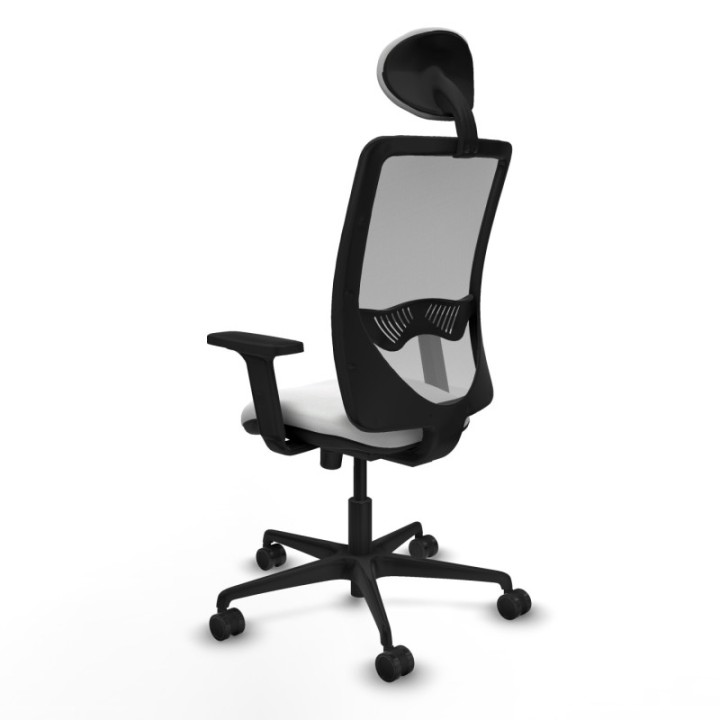 Zulema sincro malla gris bali blanco brazos 2D base nailon cabecero fijo ruedas 65mm nailon