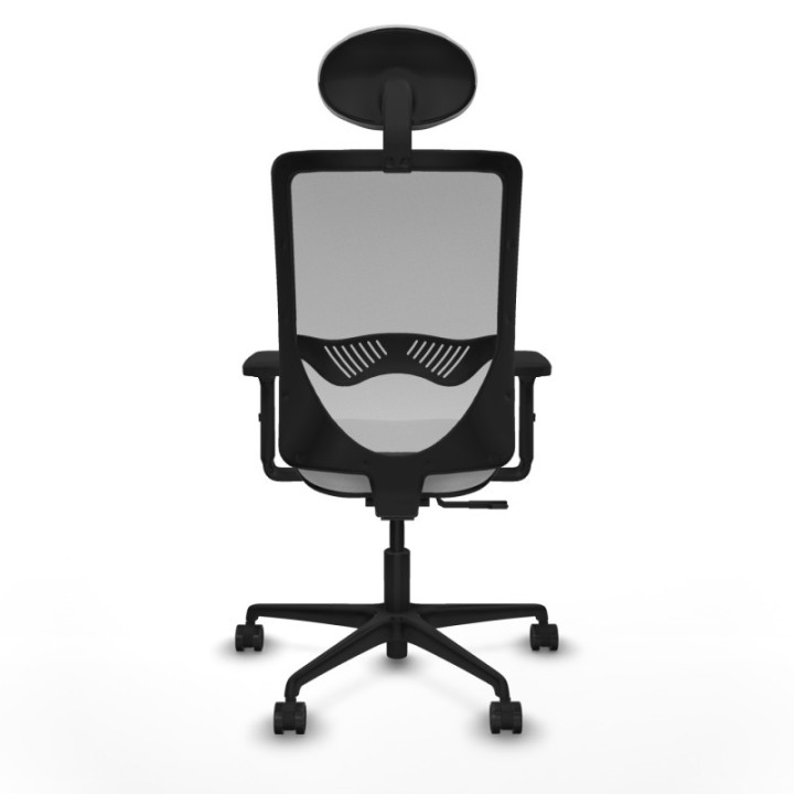 Zulema sincro malla gris bali blanco brazos 2D base nailon cabecero fijo ruedas 65mm nailon