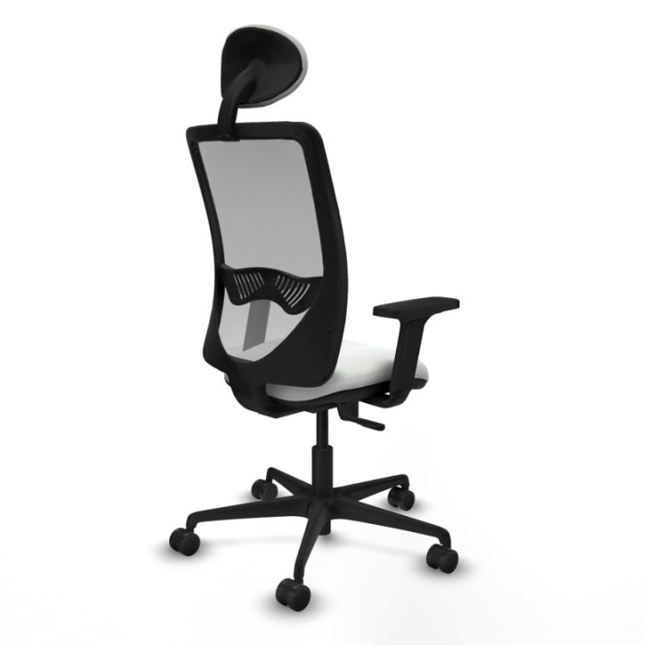 Zulema sincro malla gris bali blanco brazos 2D base nailon cabecero fijo ruedas 65mm nailon