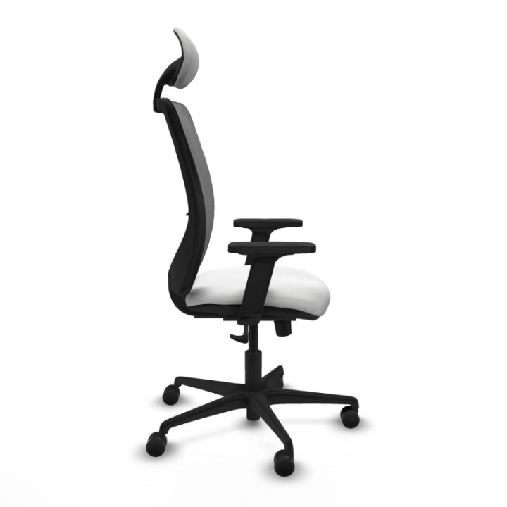 Zulema sincro malla gris bali blanco brazos 2D base nailon cabecero fijo ruedas 65mm nailon