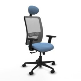 Zulema sincro malla gris bali azul cielo brazos 2D base nailon cabecero fijo ruedas 65mm nailon