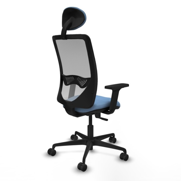 Zulema sincro malla gris bali azul cielo brazos 2D base nailon cabecero fijo ruedas 65mm nailon