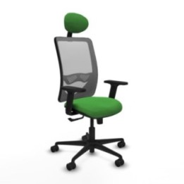 Zulema sincro malla gris bali verde brazos 2D base nailon cabecero fijo ruedas 65mm nailon