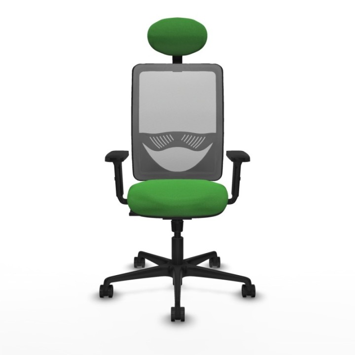 Zulema sincro malla gris bali verde brazos 2D base nailon cabecero fijo ruedas 65mm nailon