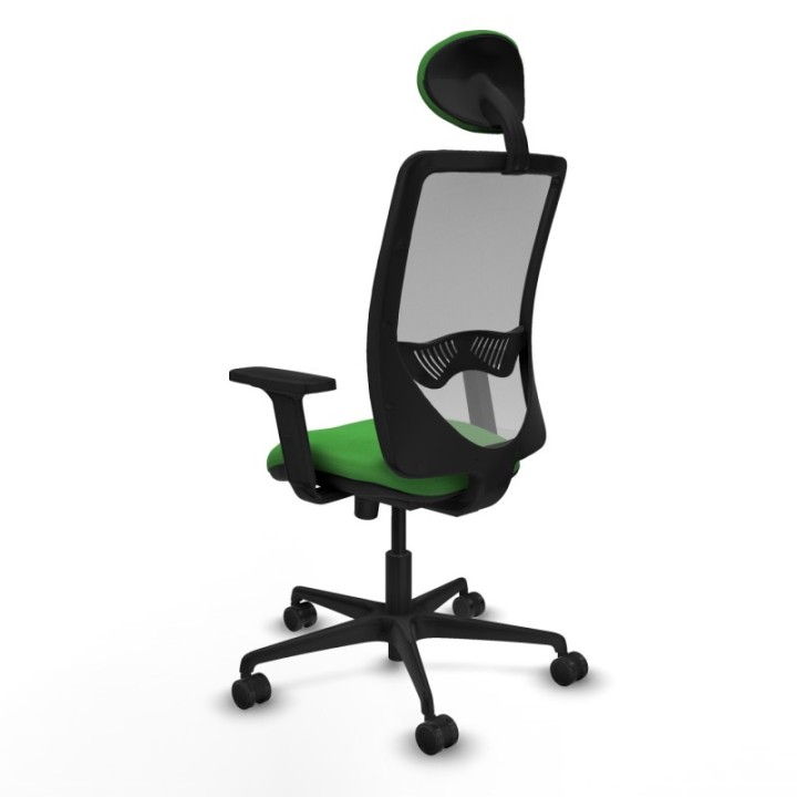 Zulema sincro malla gris bali verde brazos 2D base nailon cabecero fijo ruedas 65mm nailon