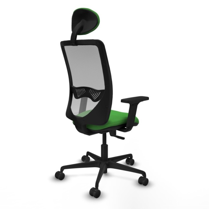 Zulema sincro malla gris bali verde brazos 2D base nailon cabecero fijo ruedas 65mm nailon