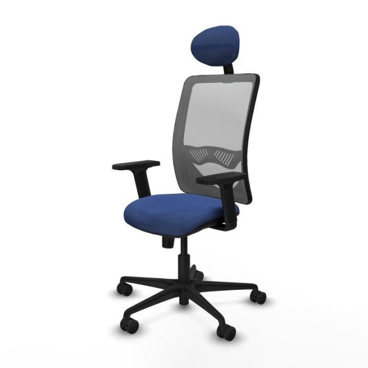 Zulema sincro malla gris bali azul marino brazos 2D base nailon cabecero fijo ruedas 65mm nailon