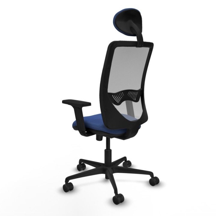 Zulema sincro malla gris bali azul marino brazos 2D base nailon cabecero fijo ruedas 65mm nailon