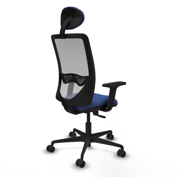 Zulema sincro malla gris bali azul marino brazos 2D base nailon cabecero fijo ruedas 65mm nailon