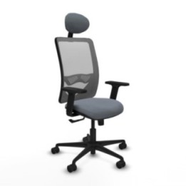 Zulema sincro malla gris bali gris brazos 2D base nailon cabecero fijo ruedas 65mm nailon