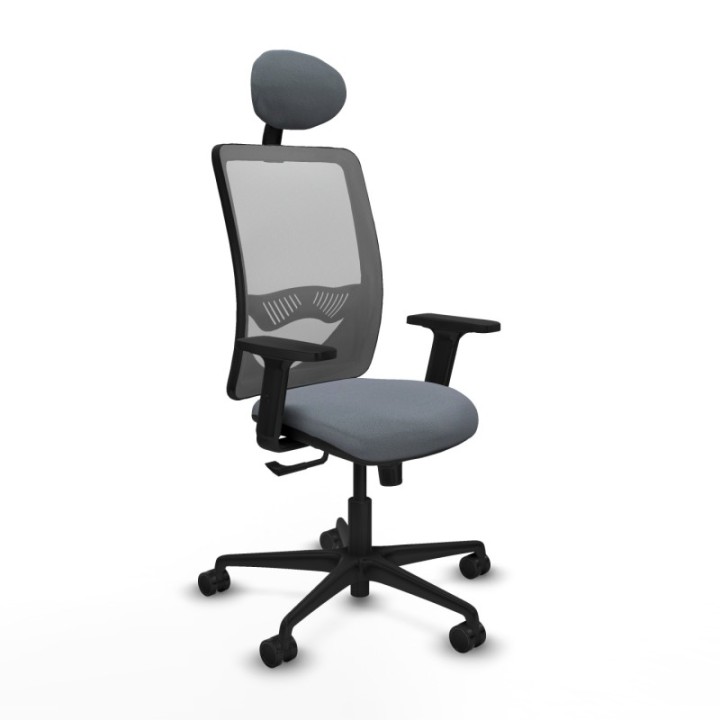 Zulema sincro malla gris bali gris brazos 2D base nailon cabecero fijo ruedas 65mm nailon