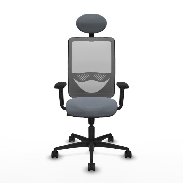 Zulema sincro malla gris bali gris brazos 2D base nailon cabecero fijo ruedas 65mm nailon