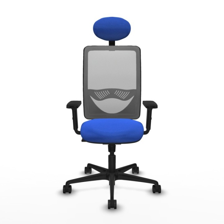 Zulema sincro malla gris bali azul brazos 2D base nailon cabecero fijo ruedas 65mm nailon