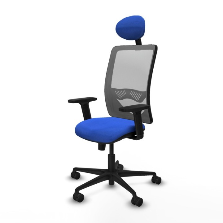 Zulema sincro malla gris bali azul brazos 2D base nailon cabecero fijo ruedas 65mm nailon