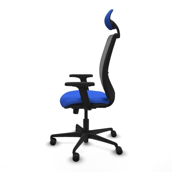 Zulema sincro malla gris bali azul brazos 2D base nailon cabecero fijo ruedas 65mm nailon