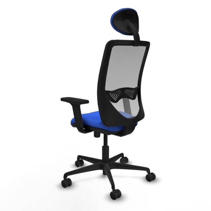 Zulema sincro malla gris bali azul brazos 2D base nailon cabecero fijo ruedas 65mm nailon