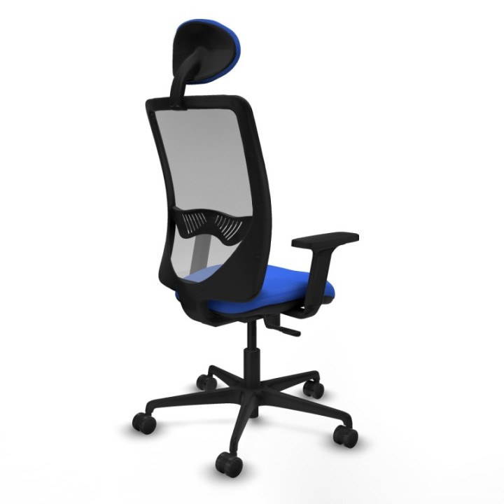 Zulema sincro malla gris bali azul brazos 2D base nailon cabecero fijo ruedas 65mm nailon