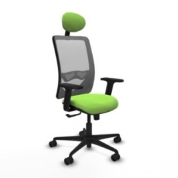 Zulema sincro malla gris bali pistacho brazos 2D base nailon cabecero fijo ruedas 65mm nailon