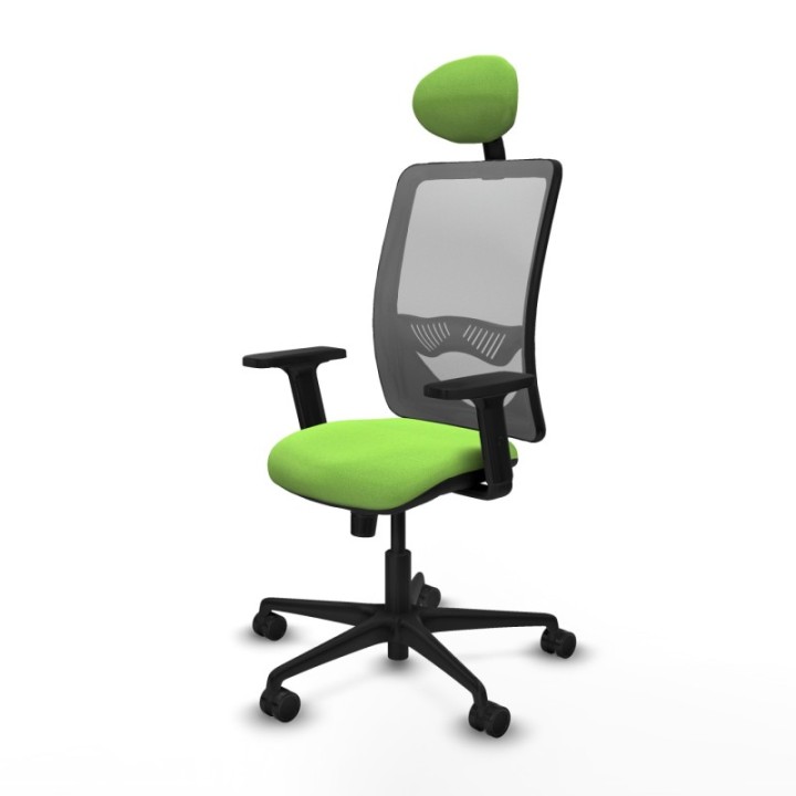 Zulema sincro malla gris bali pistacho brazos 2D base nailon cabecero fijo ruedas 65mm nailon