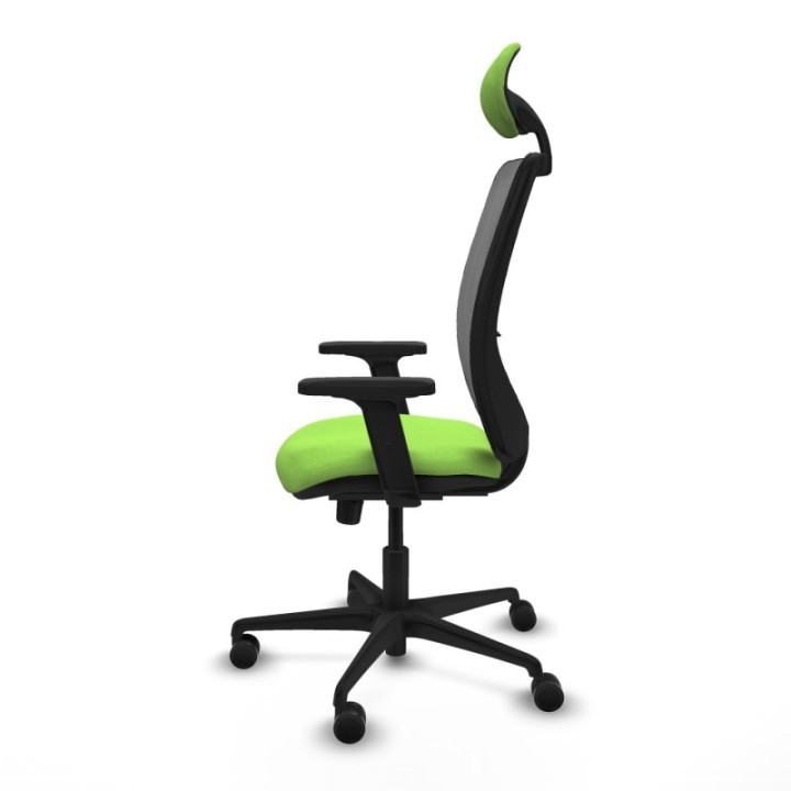 Zulema sincro malla gris bali pistacho brazos 2D base nailon cabecero fijo ruedas 65mm nailon